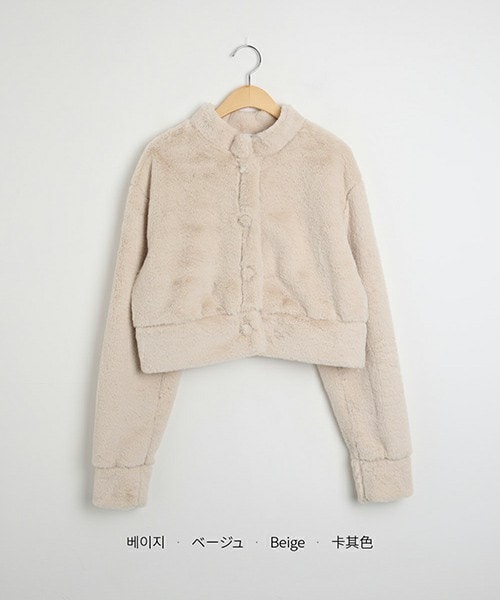 DHOLIC（ディーホリック）の「エコファーくるみボタンジャケット（ブルゾン・レディース・ベージュ/アイボリー/ブラック/ピンク・FREE）」の4枚目の写真