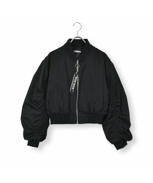 ZIDDY（ジディ）の「袖ギャザーMA-1(130~160cm)（MA-1・キッズ・ホワイト/ブラック・150）」の2枚目の写真