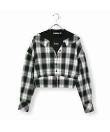 ZIDDY | ショート丈ドッキングシャツ(130~160cm)(シャツ/ブラウス)