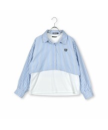 ZIDDY | ストライプシャツ＆ロゴ刺しゅうTシャツセット(130~160cm)(アンサンブル)