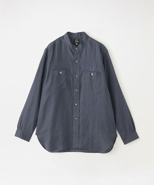 Needles ニードルス WORK SHIRT - LINEN CANVAS Needles Linen Canvas Work Shirt in Black | SVD USA