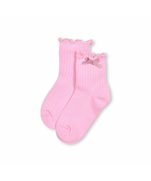BeBe（ベベ）の「メロウフリルクルーソックス(11~24cm)（ソックス/靴下・キッズ・ホワイト/ピンク/ブルー・17－19㎝）」の3枚目の写真