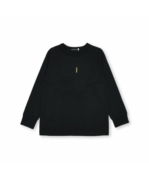 BeBe(ベベ)の「ハイゲージ天竺立体刺しゅうロゴTシャツ(90~150cm)(Tシャツ/カットソー・キッズ・ホワイト/ブラック・110)」の2枚目の写真