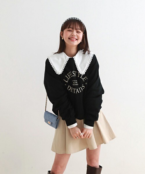 DHOLIC(ディーホリック)の「サークルレタリングスウェット(スウェット・レディース・ブラック/メランジグレー/グレー/ベージュ・FREE)」の1枚目の写真