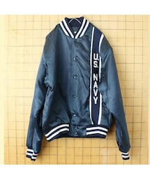 80年代 deerfoot ネイビー スタジャン アメリカ製 ビンテージ の「80s USA製 Swingster U.S.NAVY ナイロン スタジャン