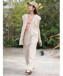 Ungrid | リネン混ハイウエストセンタープレスタックパンツ(その他パンツ)