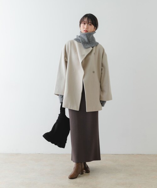 RODE SKO（ロデスコ）の「2WAYリブネックウォーマー（ネックウォーマー/スヌード・レディース・BEIGE/BLACK/GRAY・one）」の14枚目の写真