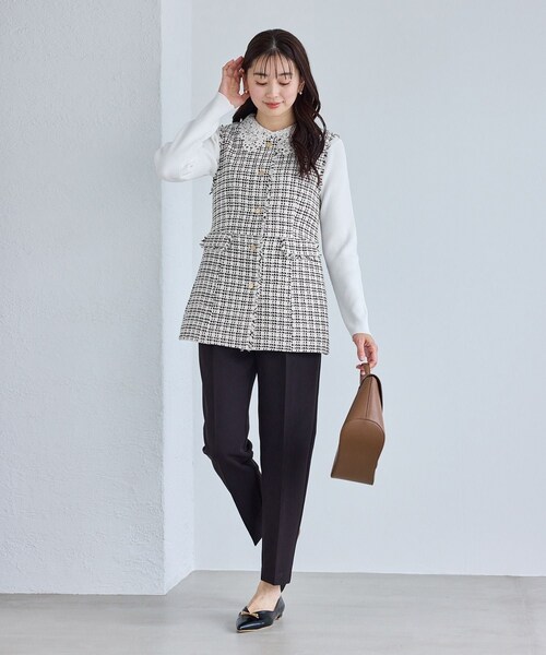 ROPE' PICNIC(ロペピクニック)の「【WEB限定カラー】ツイード金ボタンジレベスト/セレモニー対応・リンクコーデ(ベスト・レディース・ブラック系/ライトグレー/オフホワイト/ネイビー・F)」の10枚目の写真