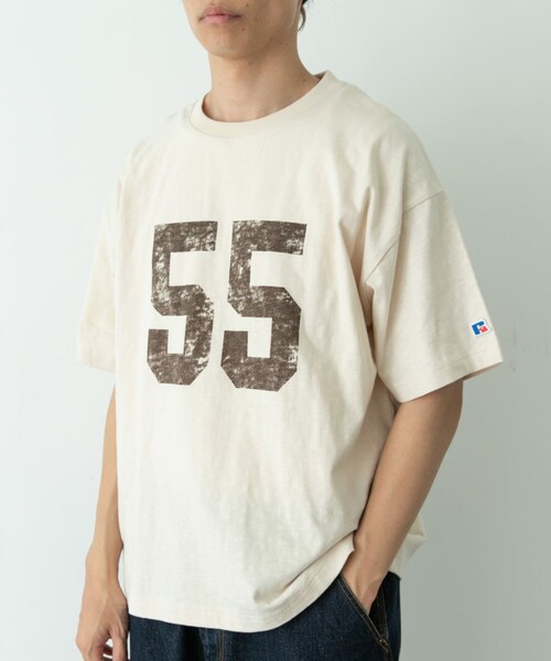 URBAN RESEARCH Sonny Label（アーバンリサーチサニーレーベル）の「『別注』Russell Athletic×Sonny Label　ナンバリングショートスリーブTシャツ（Tシャツ/カットソー・メンズ・オフ/キナリ/ブルー・M/L）」の5枚目の写真