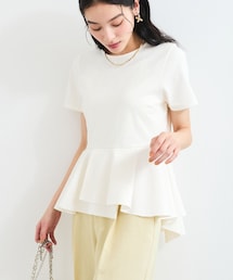 イレギュラーヘム異素材ドッキングペプラムプルオーバー