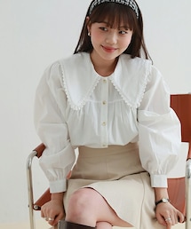 DHOLIC | ビッグカラーレースコットンブラウス(シャツ/ブラウス)