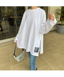 copine | ワッペン付きビッグロンT(ホワイト)(Tシャツ/カットソー)