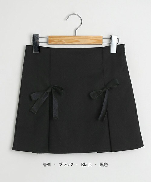 DHOLIC（ディーホリック）の「パンツ裏地リボンプリーツミニスカート（スカート・レディース・ブラック/ブラックグレー・M/S）」の2枚目の写真