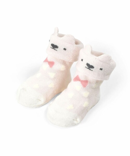 SLAP SLIP BABY（スラップスリップベビー）の「アニマルクマ+ウサギ+恐竜カップソックスベビー(9-12cm)（ベビーシューズ/ベビーソックス・キッズ・ホワイト/ピンク/グリーン・ワンサイズ）」の3枚目の写真