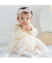 SLAP SLIP BABY | レース襟付グログランリボンラメチュールスカートボディミニベビー(70~80cm)(ロンパース)