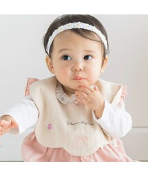SLAP SLIP BABY | 【お揃い】花柄襟リボン付きスカラップスタイベビー(スタイ/よだれかけ)
