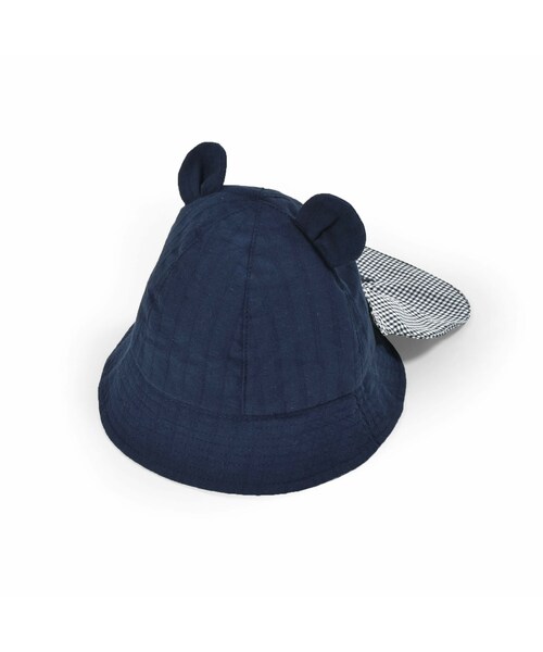 SLAP SLIP BABY（スラップスリップベビー）の「クマ耳クマさんフェイス日よけ付きハットベビー(46~48cm)（その他ベビー用品・キッズ・ホワイト/ブルー・46cm）」の2枚目の写真