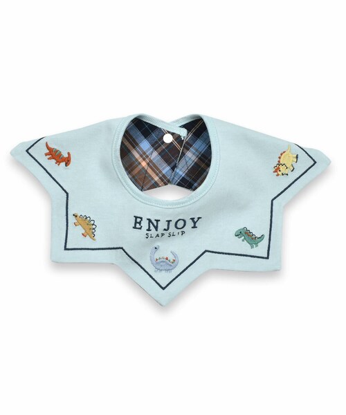SLAP SLIP BABY（スラップスリップベビー）の「【お揃い】恐竜アニマルはたらくくるま刺しゅうトゲトゲリバーシブルスタイベビー（スタイ/よだれかけ・キッズ・ホワイト/その他/ブルー/ベージュ・ﾜﾝｻｲｽﾞ）」の3枚目の写真