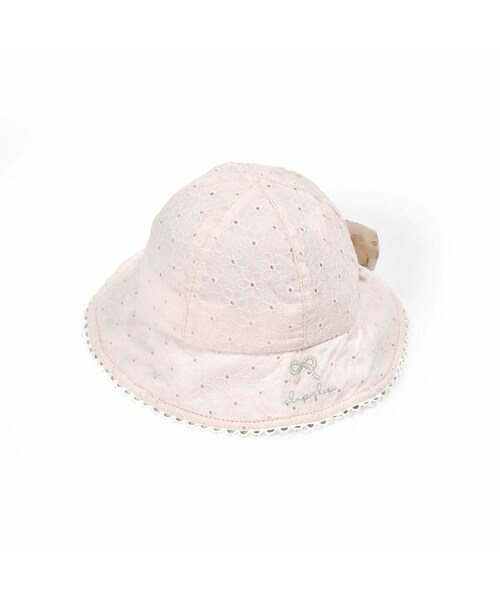 SLAP SLIP BABY（スラップスリップベビー）の「バック花柄リボンレース生地ハットベビー(44~48cm)（その他ベビー用品・キッズ・ホワイト/ピンク・ﾜﾝｻｲｽﾞ(44-48cm)）」の2枚目の写真