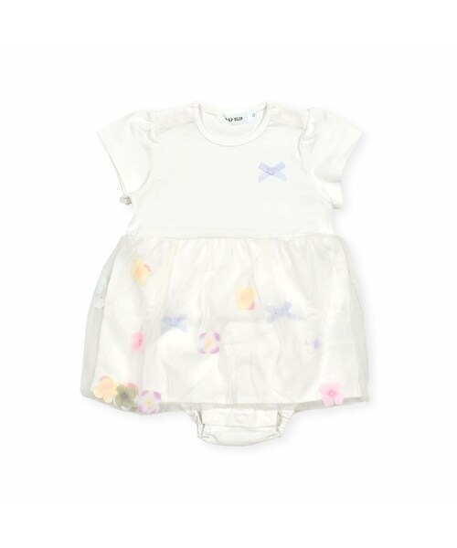 SLAP SLIP BABY（スラップスリップベビー）の「【お揃い】お花モチーフフワフワチュールロンパースベビー(70~80cm)（ロンパース・キッズ・ピンク/ホワイト・70）」の2枚目の写真