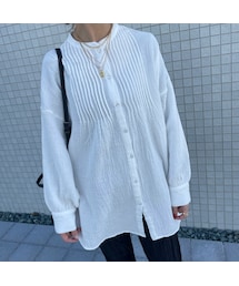 copine | ダブルガーゼピンタックシャツ(ホワイト)(シャツ/ブラウス)