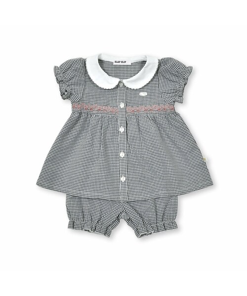 SLAP SLIP BABY（スラップスリップベビー）の「【お揃い】デニムギンガムチェックストライプ柄ワンピース+ブルマセットアップベビー(70~80cm)（その他ベビーウェア・キッズ・ブルー/パープル/ブラック・ﾜﾝｻｲｽﾞ(70-80cm)）」の2枚目の写真