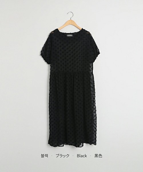 DHOLIC（ディーホリック）の「フラワーテクスチャーシアーパフワンピース（ワンピース・レディース・ブラック/クリーム・FREE）」の2枚目の写真