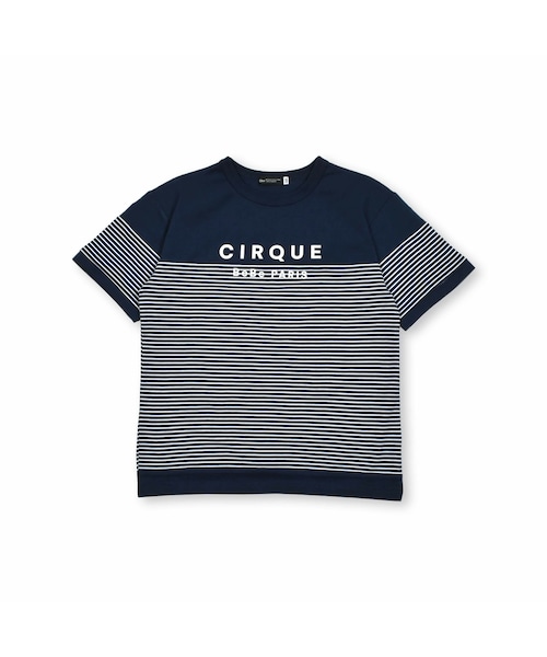 BeBe(ベベ)の「ボーダー切り替えワイドTシャツ(90~150cm)(Tシャツ/カットソー・キッズ・ブラック/ブルー・110)」の2枚目の写真