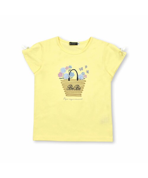 BeBe(ベベ)の「フラワーバスケットコード刺しゅう天竺Tシャツ(90~150cm)(Tシャツ/カットソー・キッズ・イエロー/ピンク・110)」の1枚目の写真
