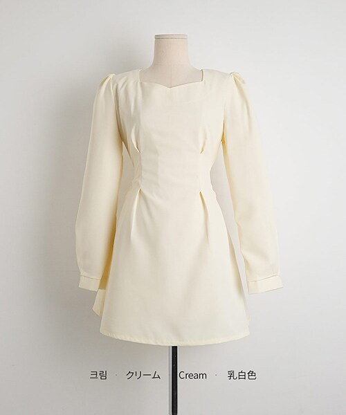 DHOLIC(ディーホリック)の「ダイアネックリボンパフミニワンピース(ワンピース・レディース・ブラック/クリーム/スカイブルー・FREE)」の2枚目の写真
