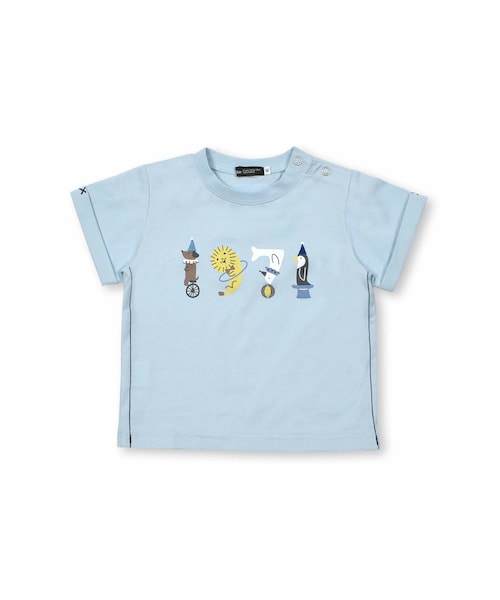 BeBe(ベベ)の「アニマルナンバープリントTシャツ(80~90cm)(Tシャツ/カットソー・キッズ・ブルー/グリーン・90cm)」の1枚目の写真