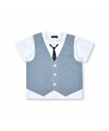 BeBe | ジレレイヤード風ネクタイプリントTシャツ(80~90cm)(Tシャツ/カットソー)