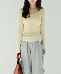 DHOLIC | フィンガーホールUネックTシャツ(Tシャツ/カットソー)