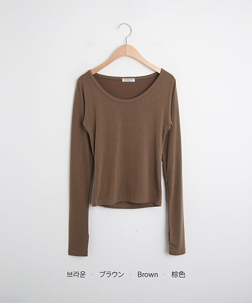 DHOLIC（ディーホリック）の「フィンガーホールUネックTシャツ（Tシャツ/カットソー・レディース・イエロー/アイボリー/ブラック/ピンク/ブラウン/ディープレッド/スカイブルー/ディープブルー/ミント・FREE）」の4枚目の写真