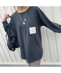 胸ポケットプリント付きロンT(スミクロ)