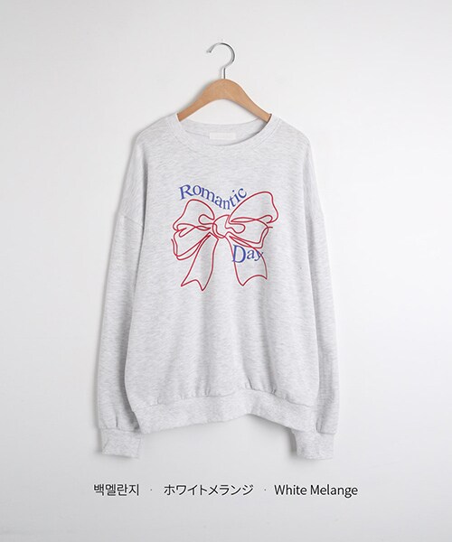 DHOLIC(ディーホリック)の「配色リボンレタリングスウェット(スウェット・レディース・メランジグレー/ホワイトメランジ/ネイビー・FREE)」の2枚目の写真