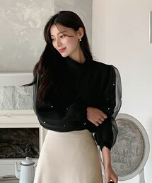 DHOLIC | フェイクパールオーガンジーブラウス(シャツ/ブラウス)