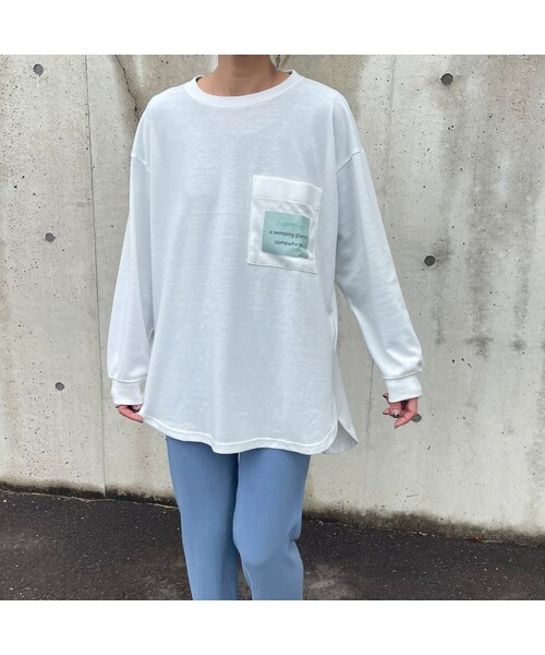 copine(コピン)の「胸ポケットプリント付きロンT(オフホワイト)(Tシャツ/カットソー・レディース・オフホワイト・ワンサイズ)」の1枚目の写真