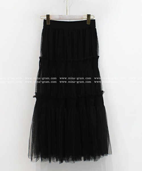 DHOLIC（ディーホリック）の「チュールティアードスカート（スカート・レディース・ブラック/アイボリー/ベージュ/ピンク・FREE）」の3枚目の写真