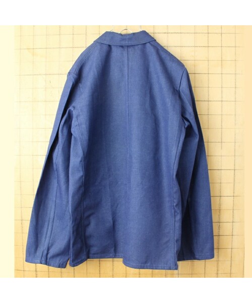 --（--）の「デッドストック 70s 80s EURO KUNO デニム ワーク ジャケット カバーオール メンズL相当 ネイビー ブルー ユーロ ヨーロッパ古着（デニムジャケット・レディース・ブルー・L）」の5枚目の写真