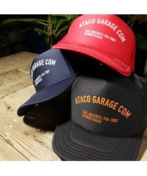 -- | ataco garage originals オリジナルプリント ataco garage com メッシュキャップ 帽子 ブラック ネイビー 紺 フリーサイズ OTTO(キャップ)