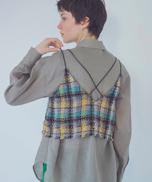 glitter check layered camisole