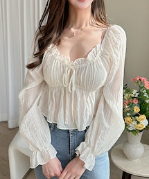 DHOLIC（ディーホリック）の「リボンリンクルフリルブラウス（シャツ/ブラウス）」