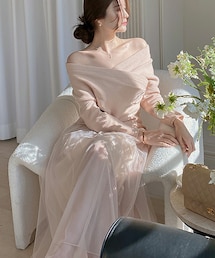 DHOLIC | オフショルニット&チュールワンピースSET(ワンピース)