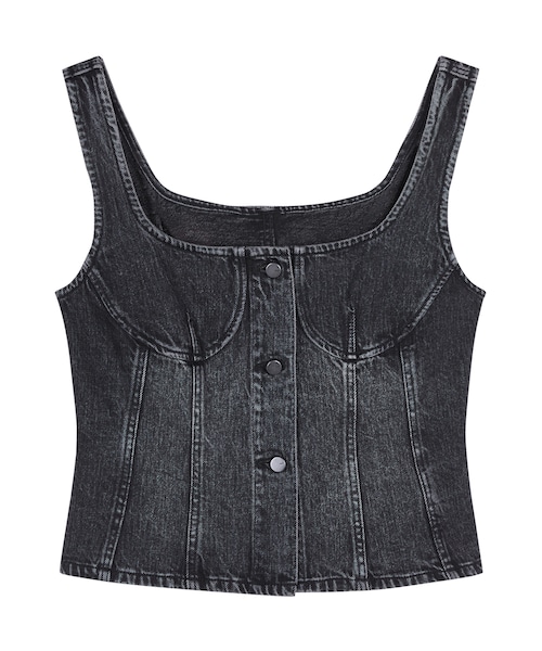JNBY(ジェーエヌビーワイ)の「Square-neck Corset Denim Top(その他トップス・レディース・ブルー/ブラック・36/38/40)」の1枚目の写真