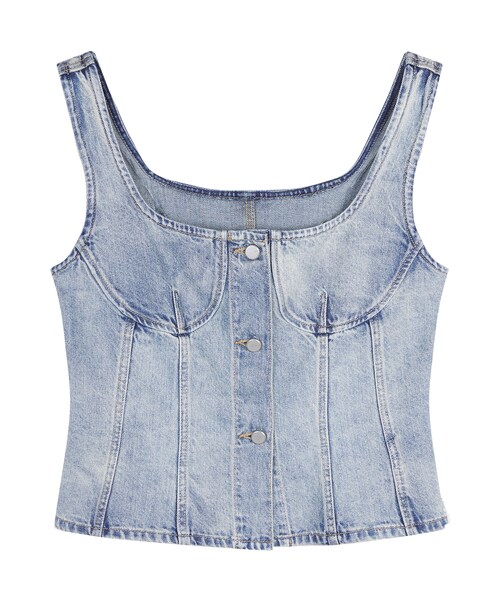 JNBY(ジェーエヌビーワイ)の「Square-neck Corset Denim Top(その他トップス・レディース・ブルー/ブラック・36/38/40)」の2枚目の写真