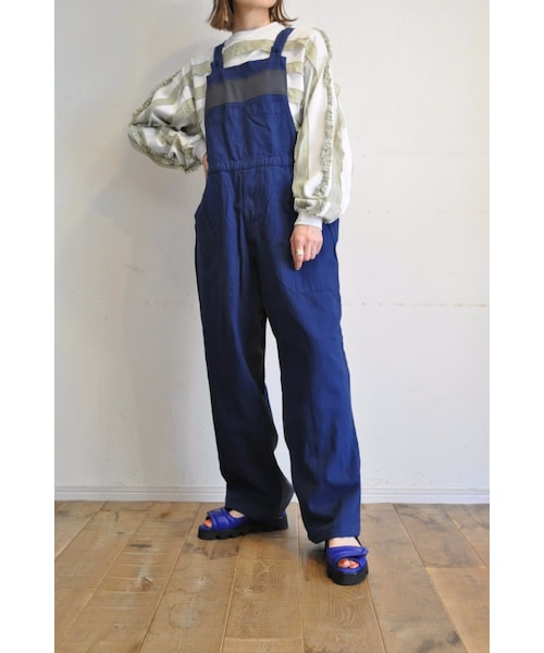 RehersalL（リハーズオール）の「ヘリンボーンオーバーオール（サロペット/オーバーオール・レディース・ホワイト/ブルー/ブラック・one）」の3枚目の写真