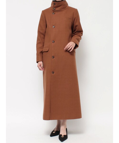 RESEXXY（リゼクシー）の「スタンドカラーロングコート（ステンカラーコート・レディース・グレー/ネイビー/キャメル・F）」の2枚目の写真