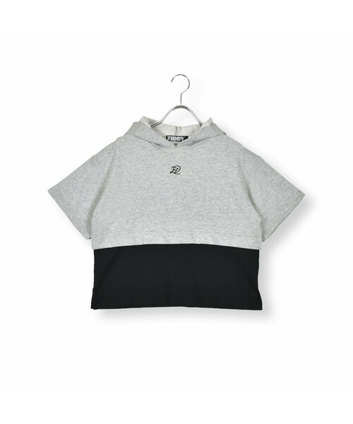 ZIDDY（ジディ）の「フード付きドッキングTシャツ(130~160cm)（Tシャツ/カットソー・キッズ・ブラック/グレー・150）」の3枚目の写真