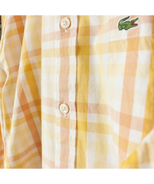 FRENCH LACOSTE(フレンチラコステ)の「フランス企画 フレンチラコステ Lacoste 長袖 ボタンダウン チェック シャツ オレンジ ライトイエロー メンズL相当 ヨーロッパ古着(シャツ/ブラウス・メンズ・オレンジ・L)」の4枚目の写真